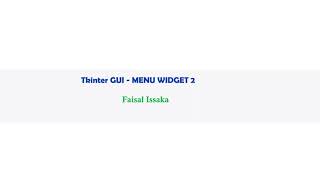 Tkinter GUI - Menu widget 2
