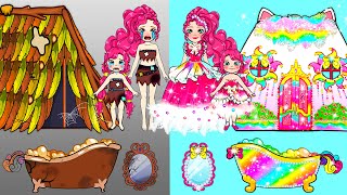 Paper Dolls Dress Up - Decorate My Little Pony House Handmade - Barbie New Home Quiet Book