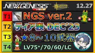 【PSO2NGS】NGS ver.2 ティア表 DEC'23！ 厳選★8~10武器13種をスピード解説！(※チャプター・字幕あり) UPD 12.27【NGS公認クリエイター】