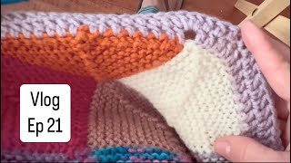 Knitting Podcast / Vlog Ep 21: Happy Birthday to Me \u0026 my Mitered Square Blanket project is finished!