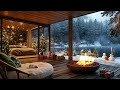 lakeside porch ambience 🎄 winter evening with relaxing fireplace sounds