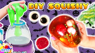 Lets Make Spooky Halloween Squishy Stress Ball with Green Slime Bugs Eyeballs Brain and Stuffaloons