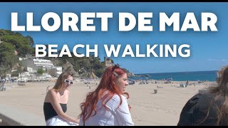 Walking Lloret De Mar Beach Costa Brava Spain 4k