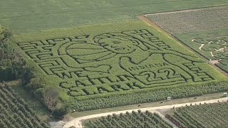 WATCH: SkyCam9 over the Caitlin Clark corn maze in Northwest Indiana