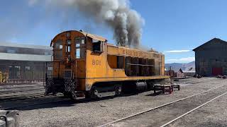 Northern Nevada Railway Museum VO-1000 locomotive #801 first start-up in 30 years.