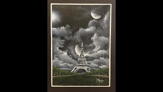 #186. how to paint a cloudy night sky scene "acrylic"