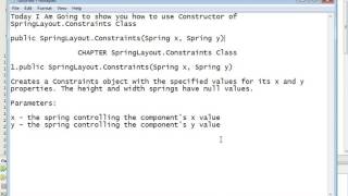 Java Programming Tutorial -SpringLayout.Constraints-2- public SpringLayout.Constraints(Spring x, Spr