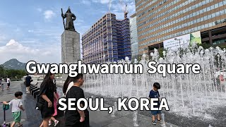 광화문 광장 (청와대에서 광화문 광장까지 산책) 분수 물놀이 | Gwanghwamun Square In SEOUL, KOREA (2023. 08)