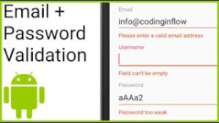 Validate Email ID and password using Android Studio tutorial