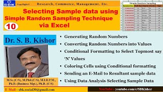 Selecting Sample data using Simple Random Sampling Technique via Excel