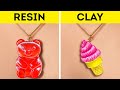 EPOXY RESIN vs POLIMER CLAY || DIY Jewelry And Mini Crafts