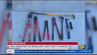 Ridgecrest police arrest 2 on suspicion of burglary, theft