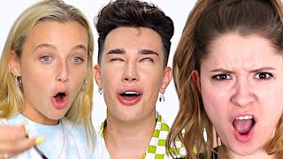 EMMA CHAMBERLAIN DOES JAMES CHARLES MAKEUP REACTION! w Wes & Steph!