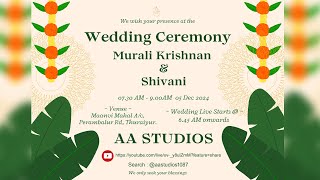 MURALI KRISHNAN \u0026 SHIVANI ( WEDDING LIVE )