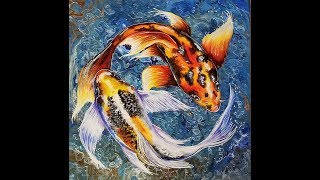 (86) Embellishing an Acrylic Pour with Koi Fish and How to Varnish with Sandra Lett 042018