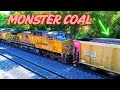 HUGE 14,800 TON COAL TRAIN climbs BEAUMONT HILL! Overhead Views and Awesome Train Audio! - 2024