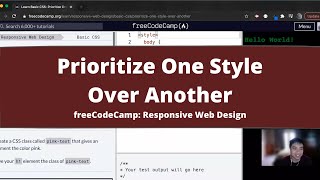 Prioritize One Style Over Another (Basic CSS) freeCodeCamp tutorial