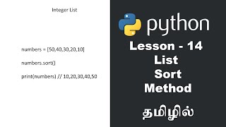 Python - Lesson - 14 - List Sort Method