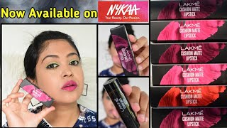 Lakme Cushion Matte Lipstick Review \u0026 Swatches| Lakme Matte Lipstick| Lakme Lipstick Rs. 275/-