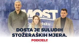 MOST: DOSTA JE SULUDIH STOŽERAŠKIH MJERA!