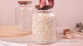 Airtight, Versatile Glass Jars for Efficient Storage (2 Pack, 70 FL OZ)