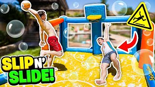 INSANE Slip n Slide Basketball Challenge! (DANGEROUS)