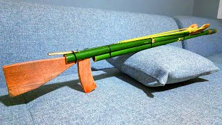 Cara mudah membuat senapan untuk berburu ikan dari bahan bambu hijau, bidikan akurat dan kuat