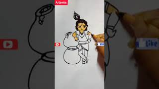 Janmashtami special || easy krishna drawing #shorts #krishna #youtubeshorts #art