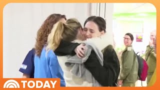 See first moments 3 Israeli hostages reunite with their families