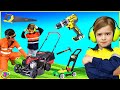 Best Lawn Mower Yardwork Tools 🔨Video for Kids | BLiPPi Toys | min min playtime