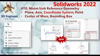 #10 Tự Học Solidworks 2022 - Reference Geometry tạo Plane, Axis, Coordinate System, Bounding Box