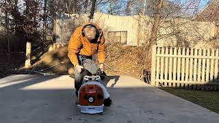 Brand new Stihl Br 600 backpack blower first start up and use.