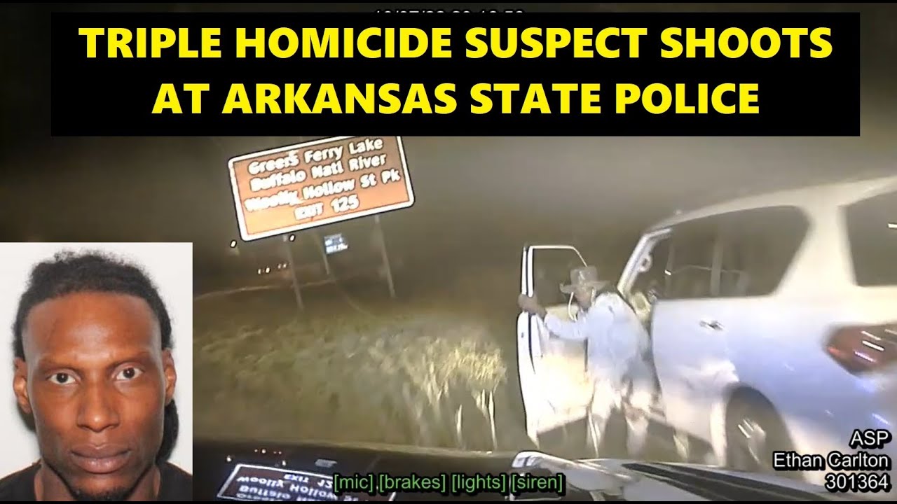 Arkansas State Police Pursuit Of TRIPLE HOMICIDE Suspect - SHOOTS At ...