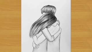 How to draw hugging couple - pencil drawing || Gali Gali Art ||