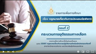 ◣มสธ.◢ 33307 หน่วยที่ 15 เรื่อง กฎหมายเกี่ยวกับการประนอมข้อพิพาท ตอนที่ 2 กระบวนการยุติธรรมทางเลือก