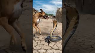 Dog vs snake on Desert showdown #dogshorts #dog #cobra #snake #wildlife #wildanimals #nature #trends