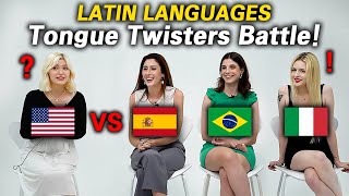 American, Spanish, Brazilian and Italian tried Latin Languages Tongue Twisters Challenge!!