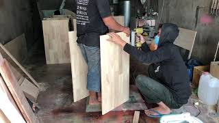 DIY How to make fridge cover from Joint Finger Wood - របៀបតម្លើង ទូដាក់ទូទឹកកក ពីឈើកៅស៊ូគៀប