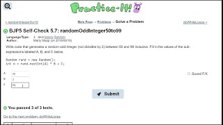 Java Practice It || 5.7 randomOddInteger50to99 || random basics