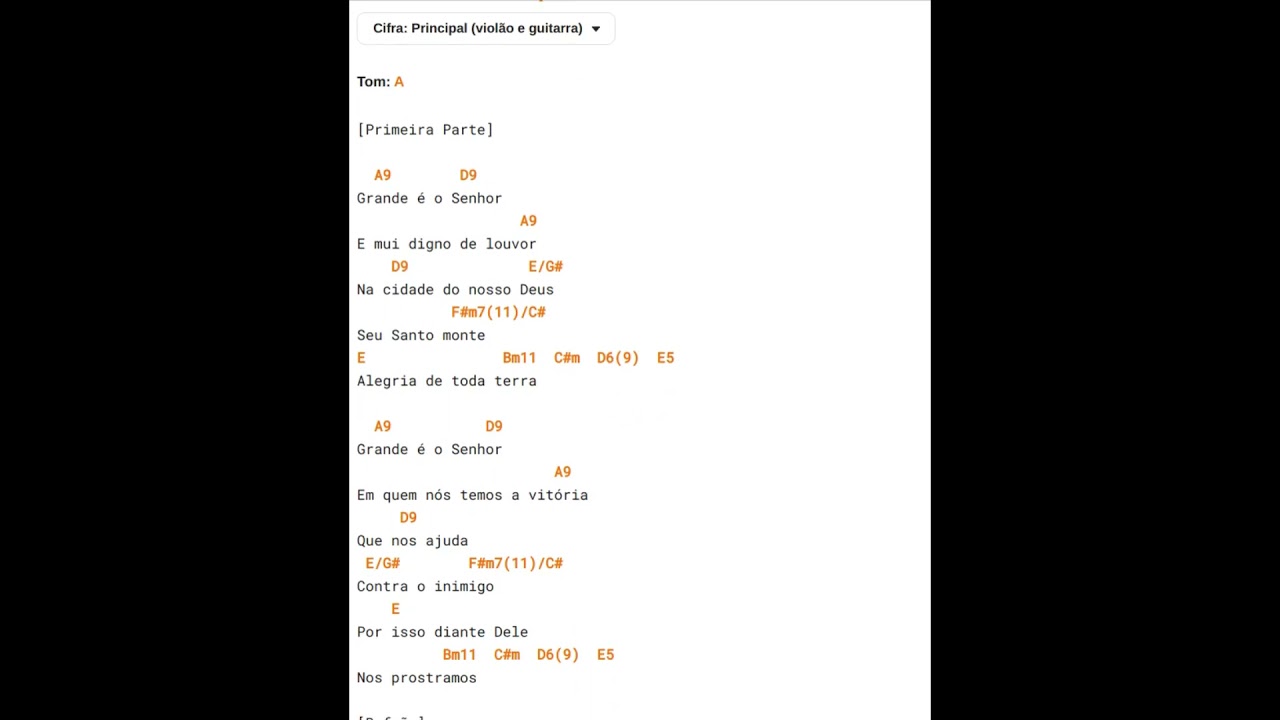 Adhemar De Campos - Grande É O Senhor (Cifra Rápida Completa Vídeo ...
