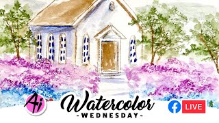 Ai Watercolor - Country Church in Wild Flowers