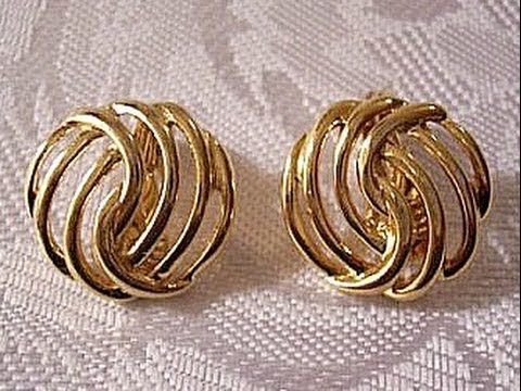 Custom Clip On Earrings And Jewelry Monet Magnetic Monet Clip On Earrings Gold Tone Vintage Open Swirl Ribbed