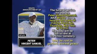 Peter Vincent Samuel ~ Short Obituary