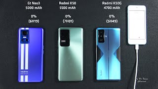 Realme GT Neo 3 vs Xiaomi Redmi K50 vs Poco F4 GT | Battery drain test