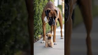 Big Boxer Dog Protects Tiny Puppy in Adorable Moment 🐶❤️