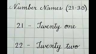 Cursive writing number names (Part-4) with spellings, 21 to 30, Number names, English Numbers, Ginti