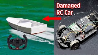 How to Make a Remote Control Boat (Very Easy) | HOW TO MAKE A BOAT FROM USELESS  RC CAR