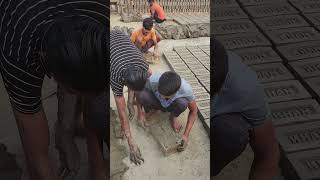 Incredible handmade clay soil brick making. #shorts