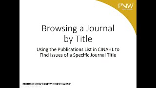 Browsing a Journal by Title