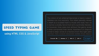 Build a Speed Typing Game using HTML CSS & JavaScript